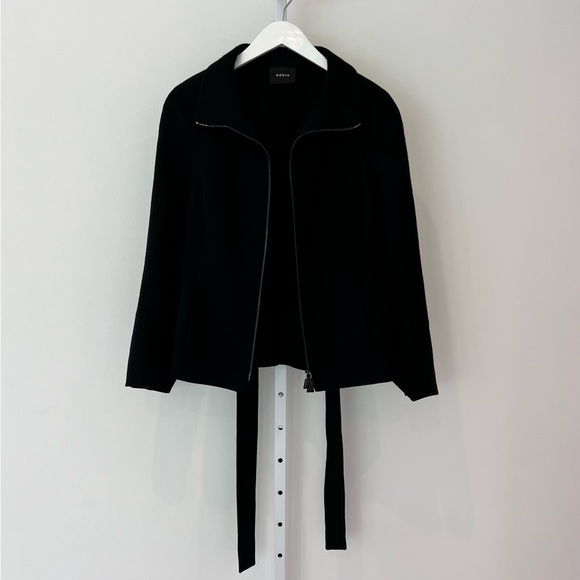 AKRIS BLACK CASHMERE BELTED JACKET SIZE US 10 - Picture 9 of 17